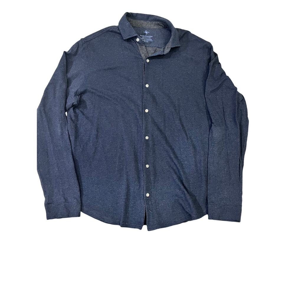 Tailor Byrd Collection‎ Long Sleeve Brushed Cotton Button-Up Size XL Navy